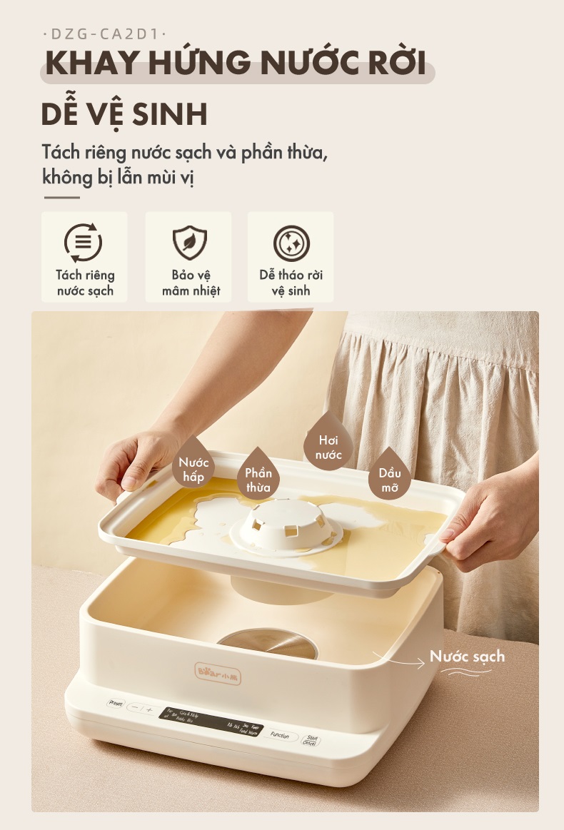 Mô tả Nồi hấp đa năng 12 Lít Bear DZG-CA2D1 - Hàng Chính Hãng - 8