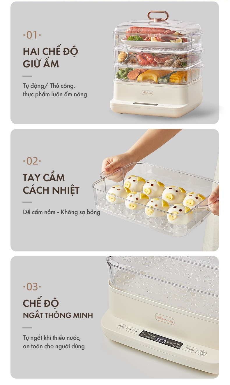 Mô tả Nồi hấp đa năng 12 Lít Bear DZG-CA2D1 - Hàng Chính Hãng - 9