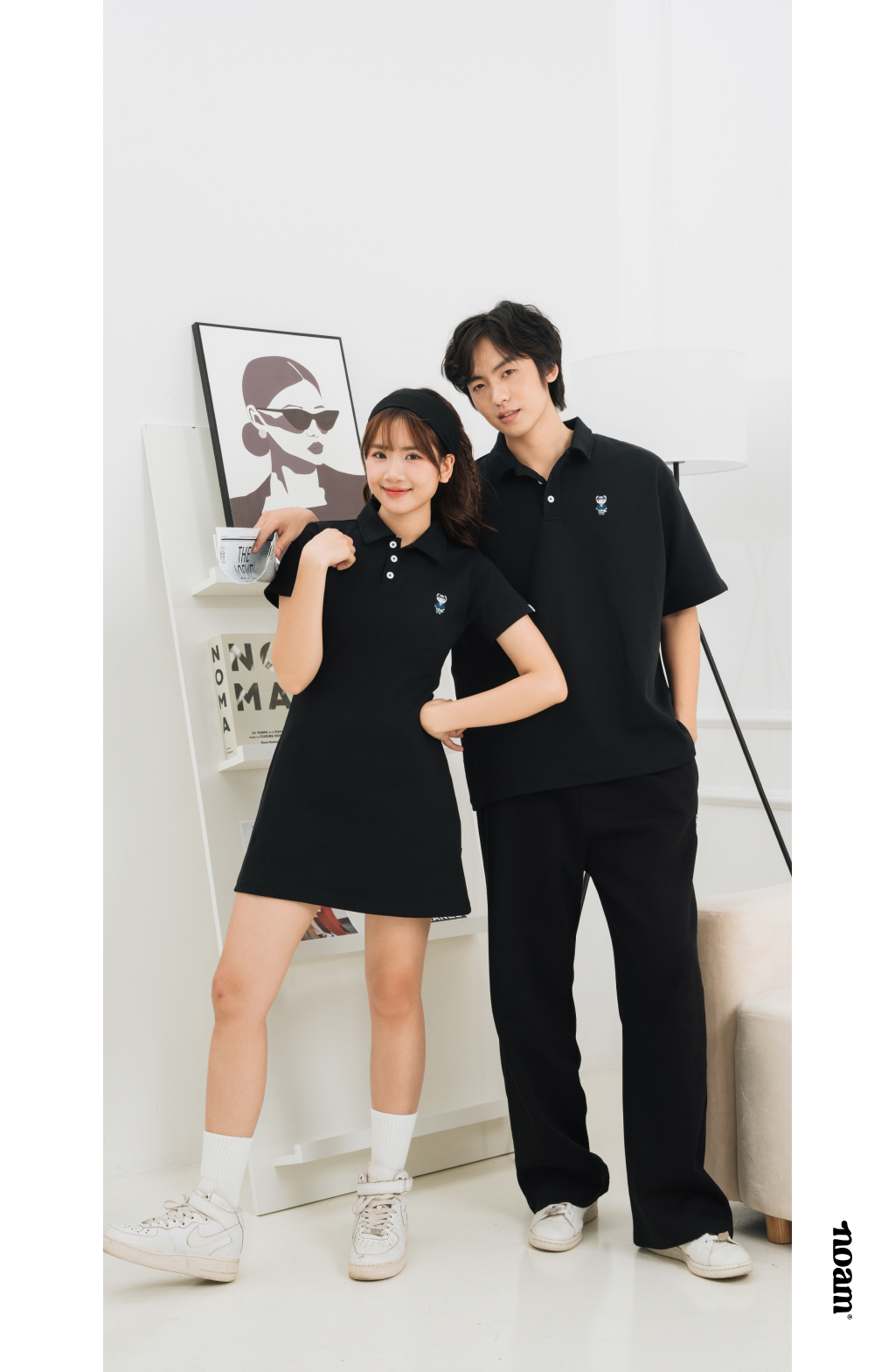 Mô tả Áo Polo Form rộng NOAM Teeny Homies Cotton 100% mềm mịn vượt trội - Màu đen/ trắng - 5