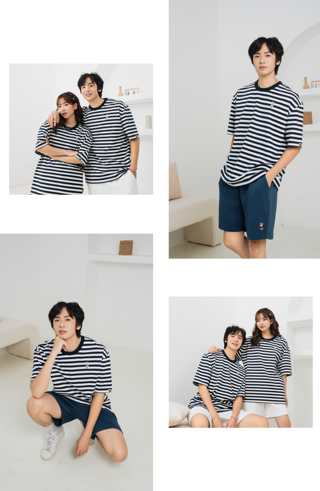Mô tả Áo thun Form rộng NOAM Striped 100% Cotton - Kẻ ngang xanh navy - trắng - 3