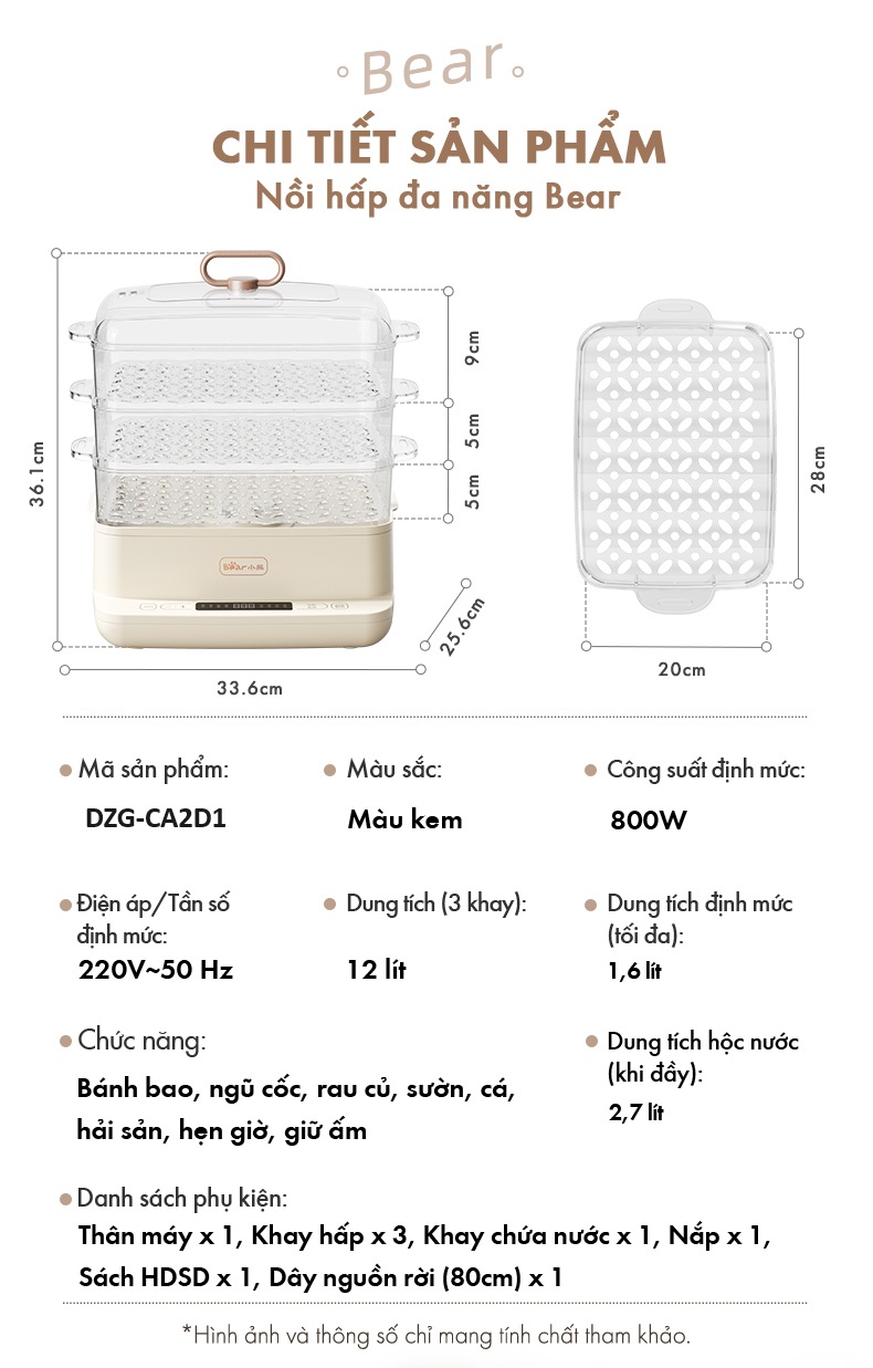 Mô tả Nồi hấp đa năng 12 Lít Bear DZG-CA2D1 - Hàng Chính Hãng - 10