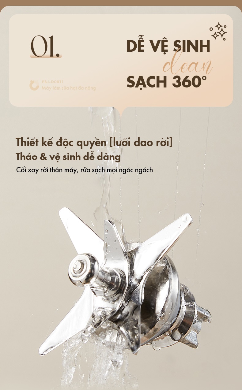Máy làm sữa hạt Bear PBJ-D08T1 - Các bộ phận