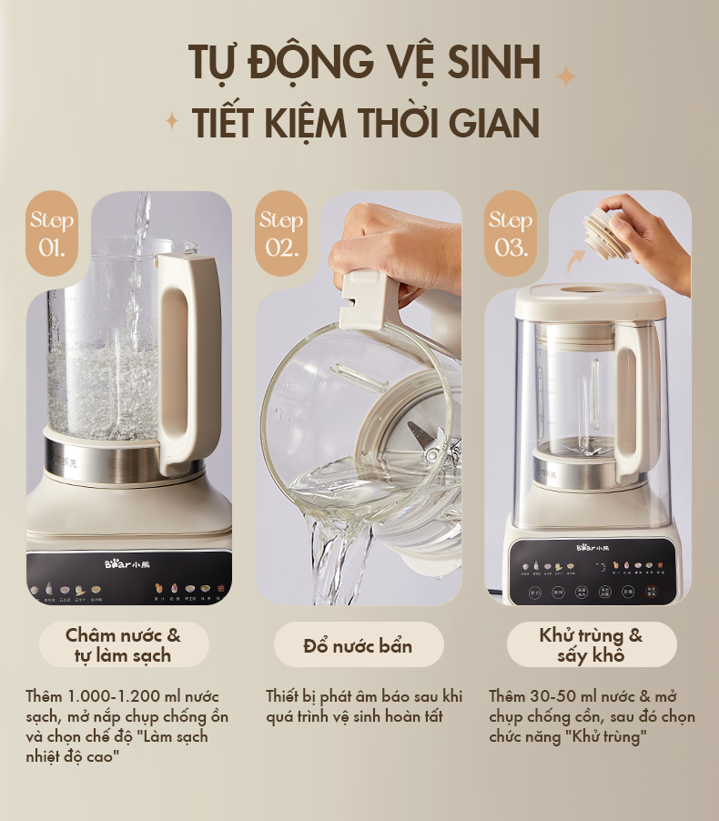 Máy làm sữa hạt Bear PBJ-D08T1 - Ưu điểm