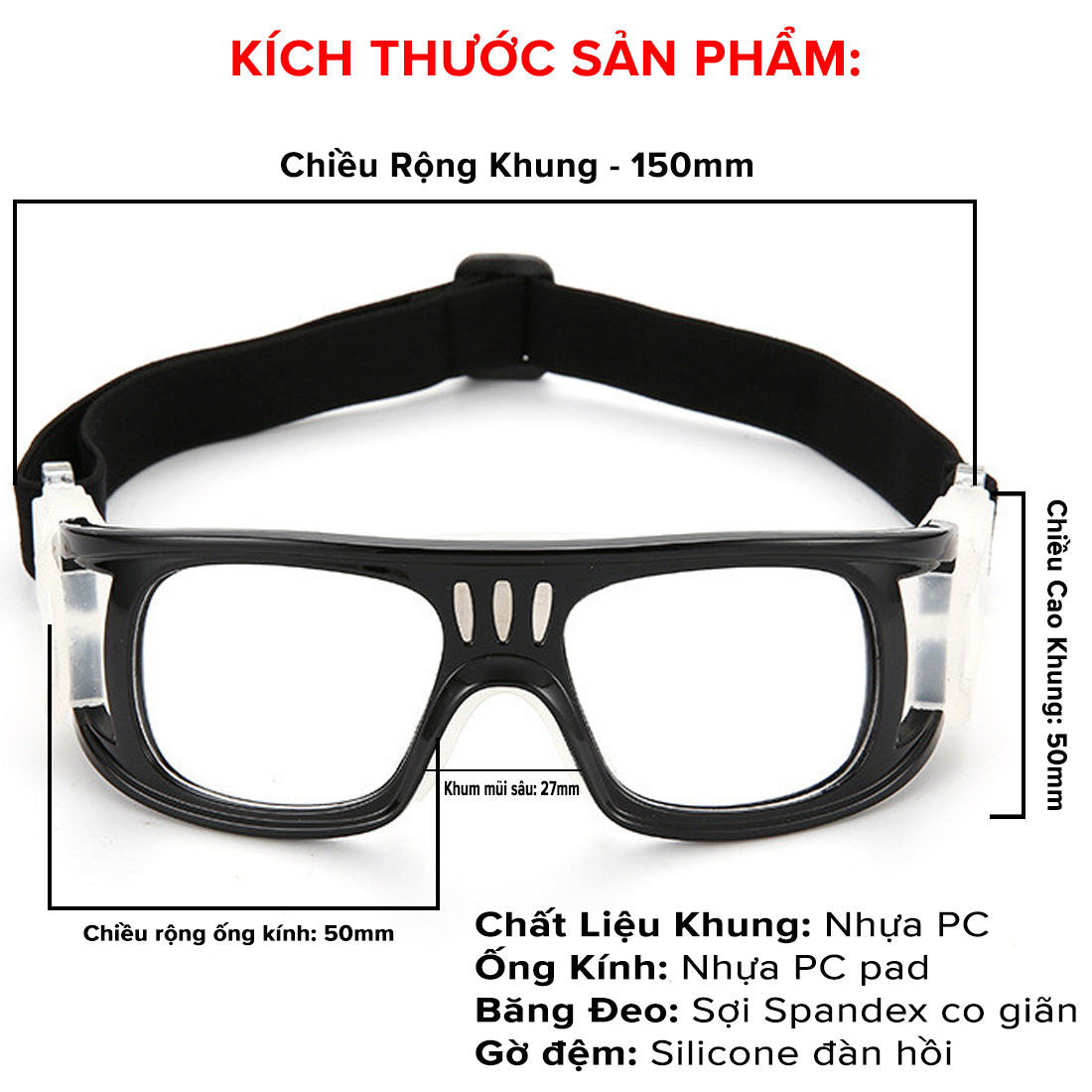 Mô tả Combo Kính Bảo Vệ Mắt Chơi Thể Thao Tặng Hộp Đựng Kính Chơi Bóng Rổ Bóng Đá Chống Mồ Hôi Có Thể Thay Tròng Cận Amife - 7