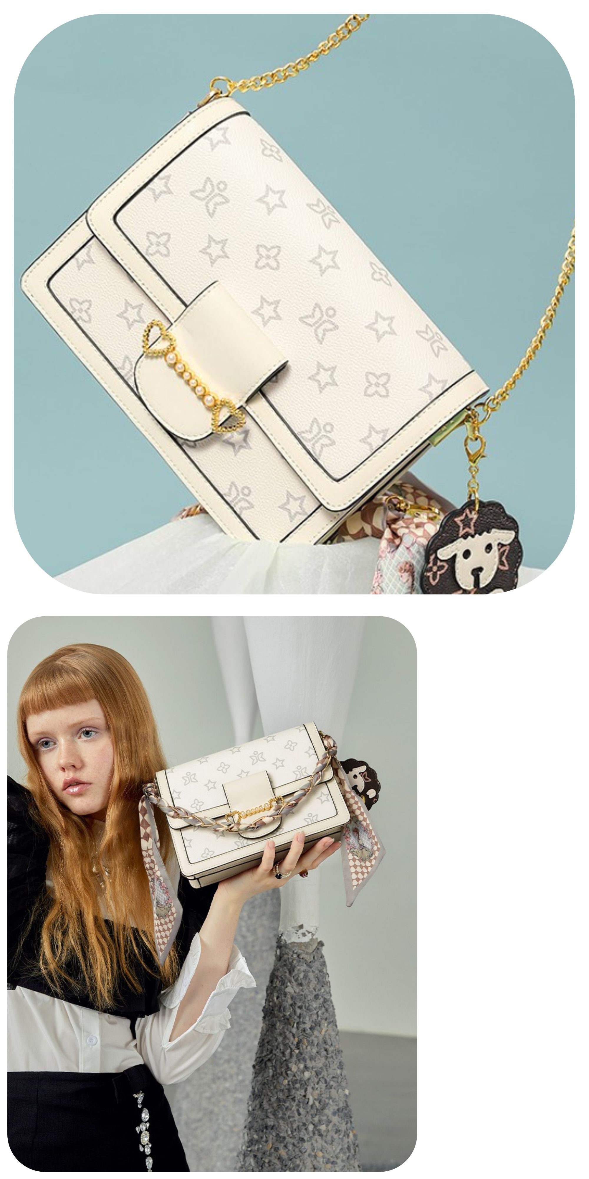 Mô tả Túi xách nữ đẹp Just Star sang trọng dễ thương phối khăn charm cừu cute ViAnh Store 172905 đi làm đi chơi tiệc - 1