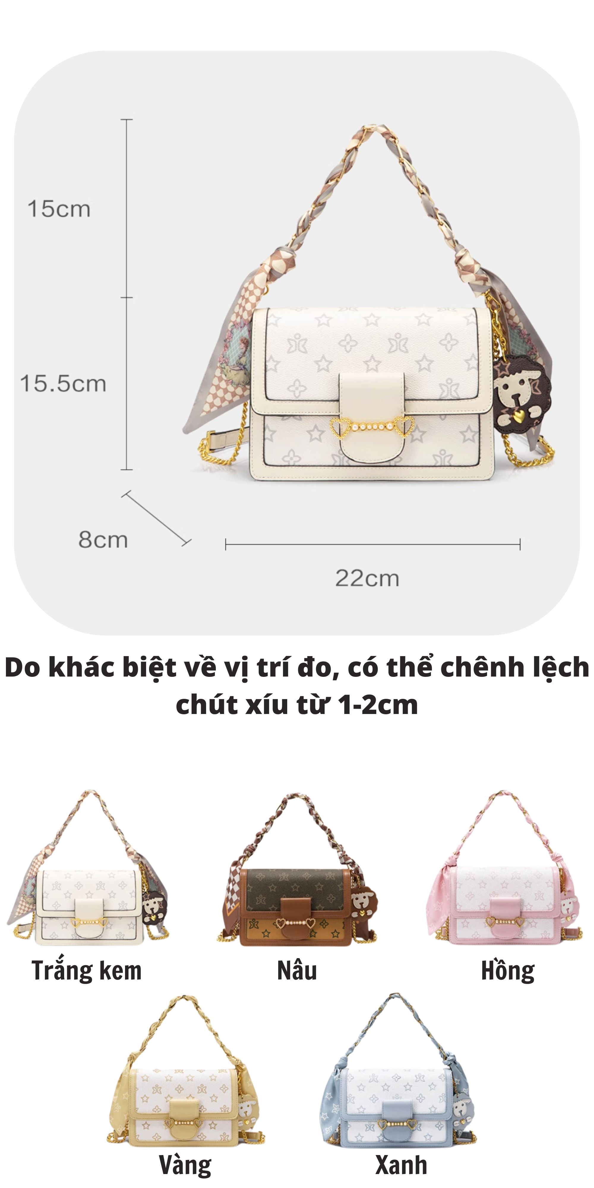 Mô tả Túi xách nữ đẹp Just Star sang trọng dễ thương phối khăn charm cừu cute ViAnh Store 172905 đi làm đi chơi tiệc - 3