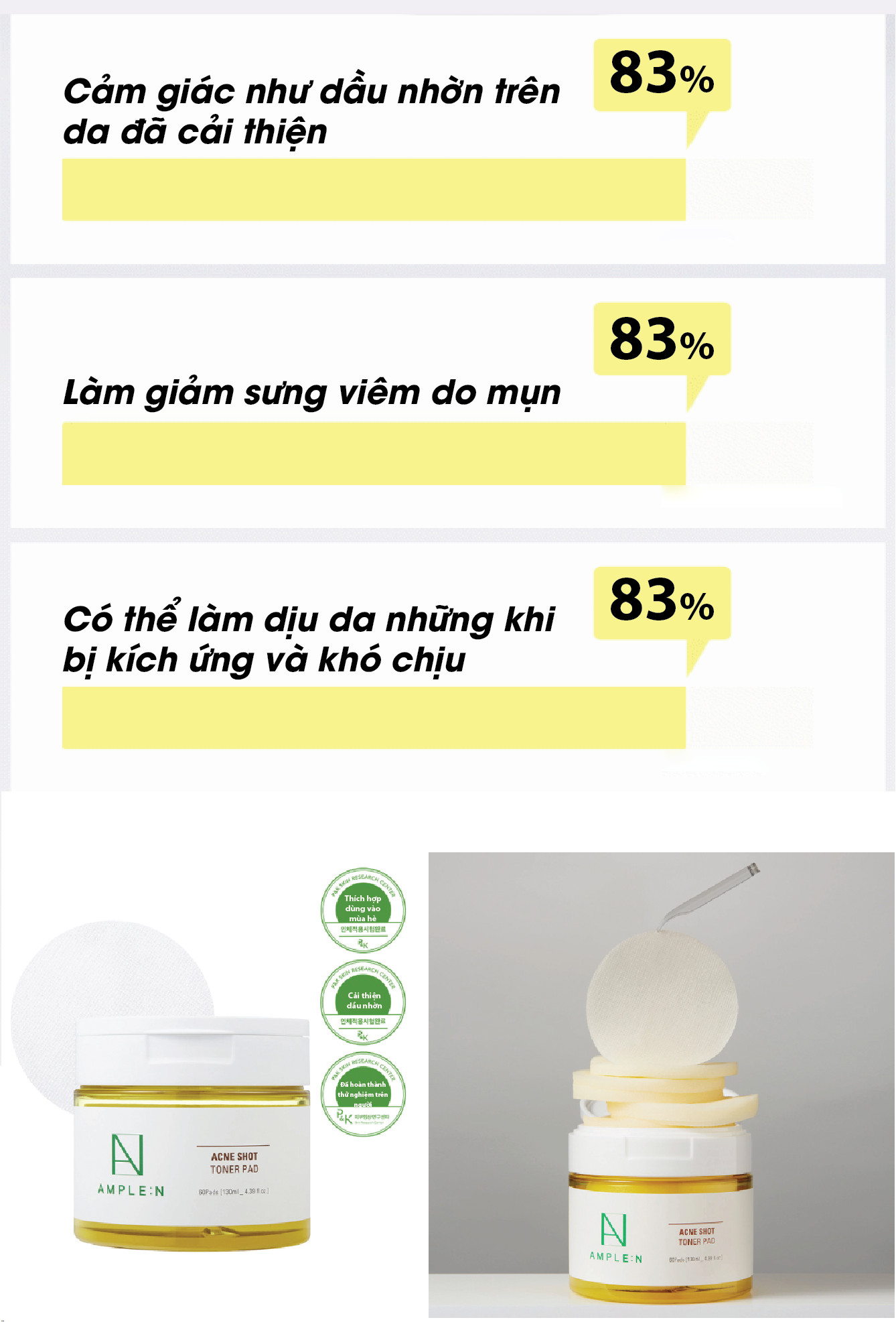 Mô tả Bông Toner Cho Da Mụn AMPLE:N Acne Shot Toner Pad 60 Miếng - 2