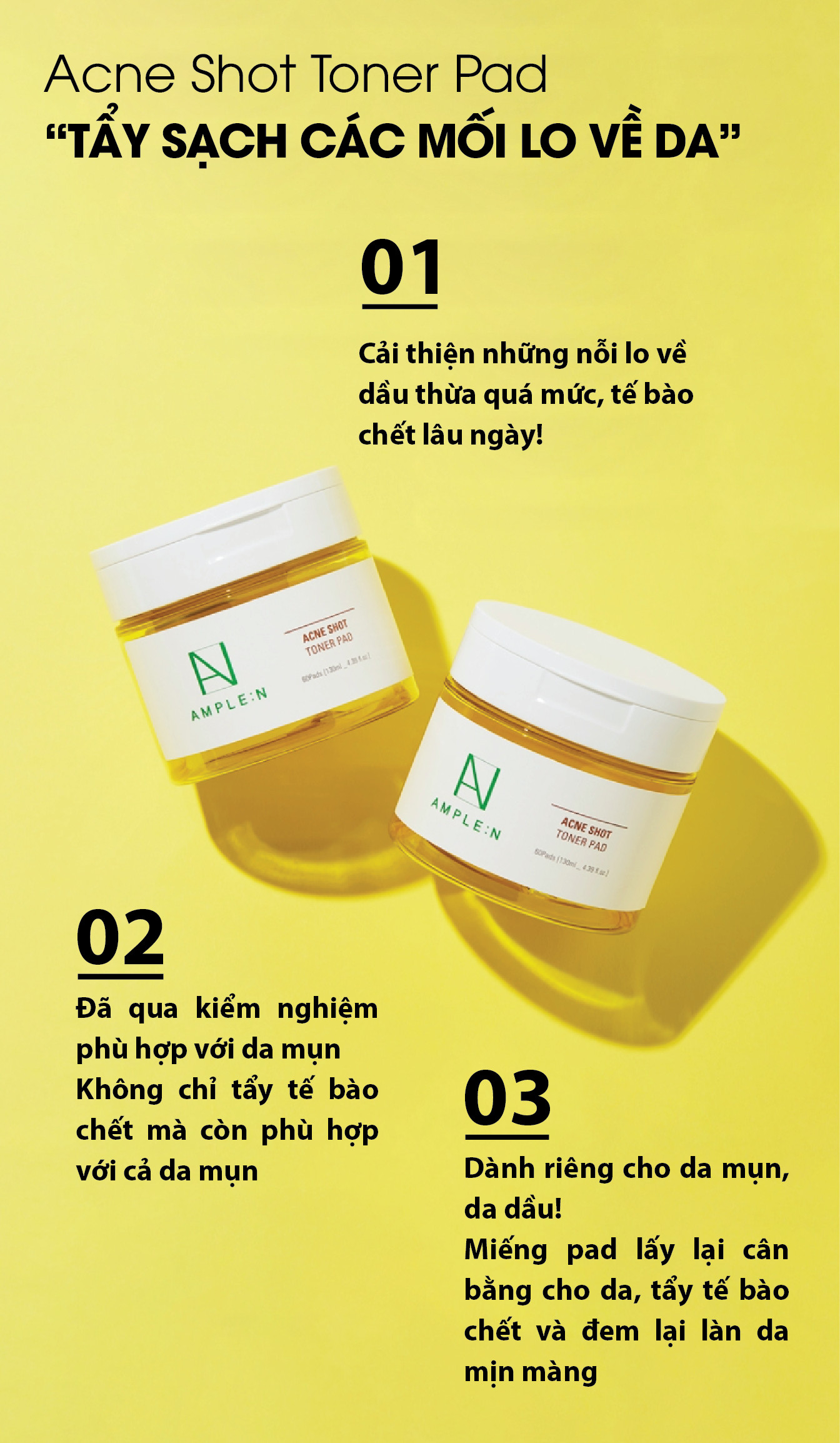 Mô tả Bông Toner Cho Da Mụn AMPLE:N Acne Shot Toner Pad 60 Miếng - 6