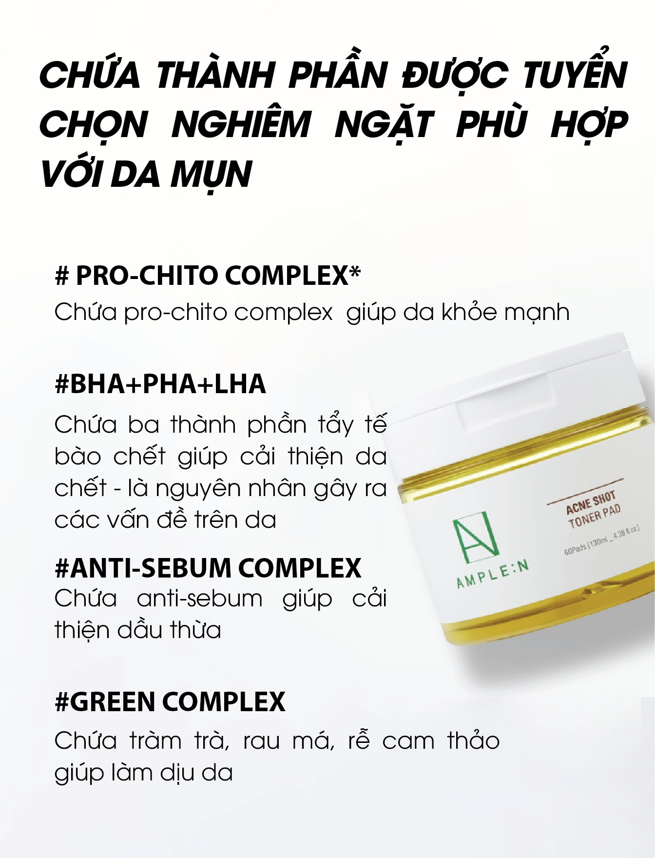 Mô tả Bông Toner Cho Da Mụn AMPLE:N Acne Shot Toner Pad 60 Miếng - 7