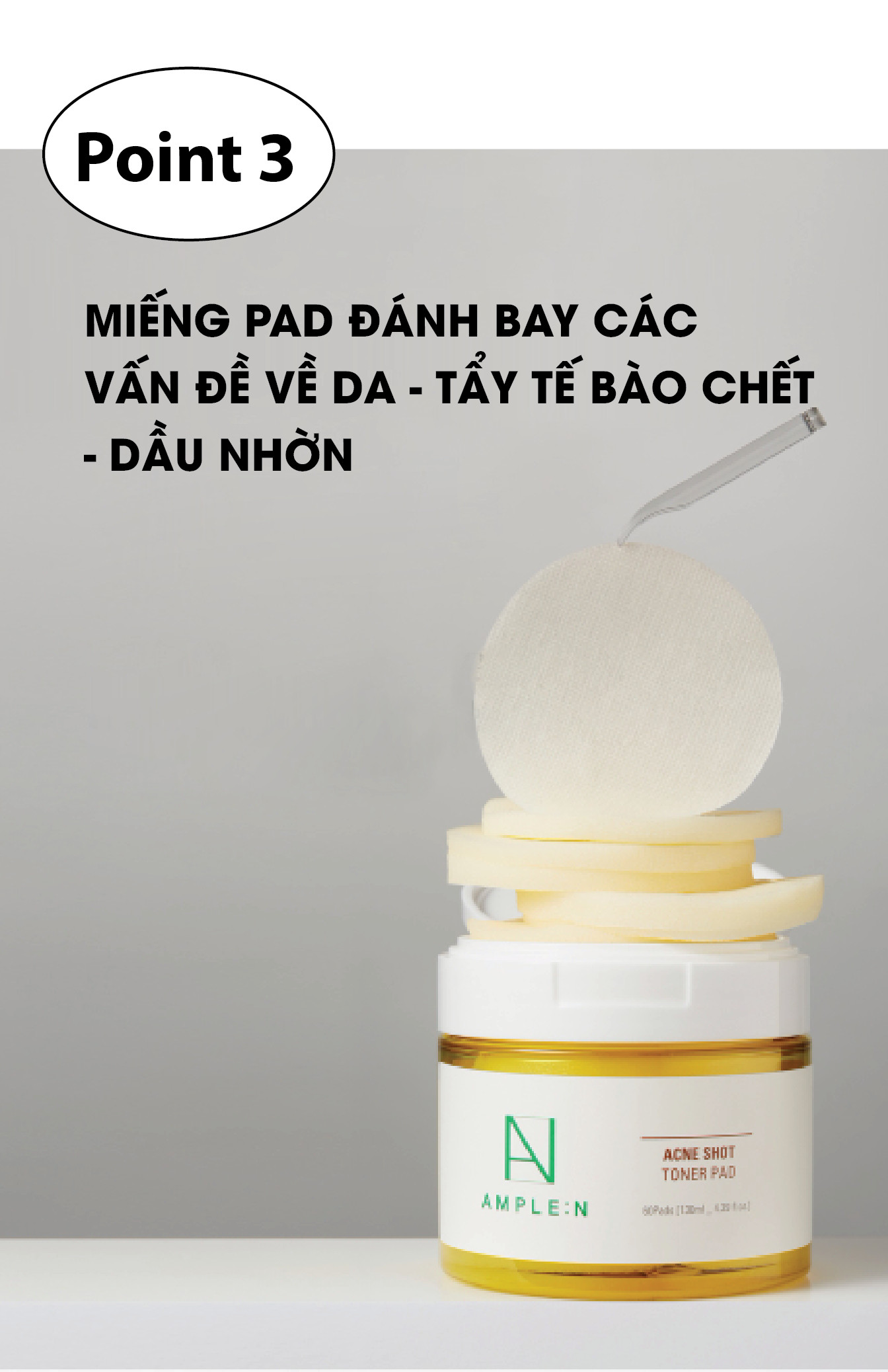 Mô tả Bông Toner Cho Da Mụn AMPLE:N Acne Shot Toner Pad 60 Miếng - 12