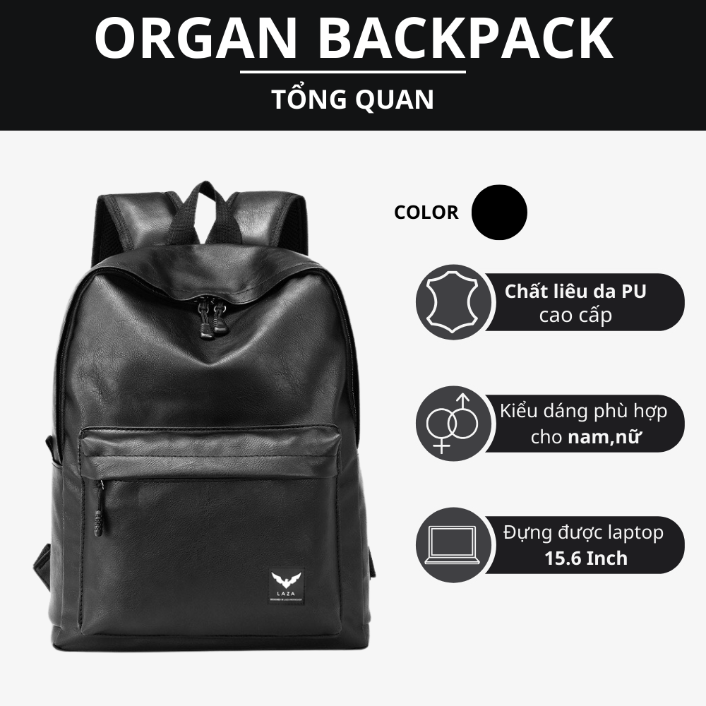 Mô tả Balo da nam nữ LAZA Organ Backpack 499 - Chất liệu da nhập khẩu chống thấm nước - 1