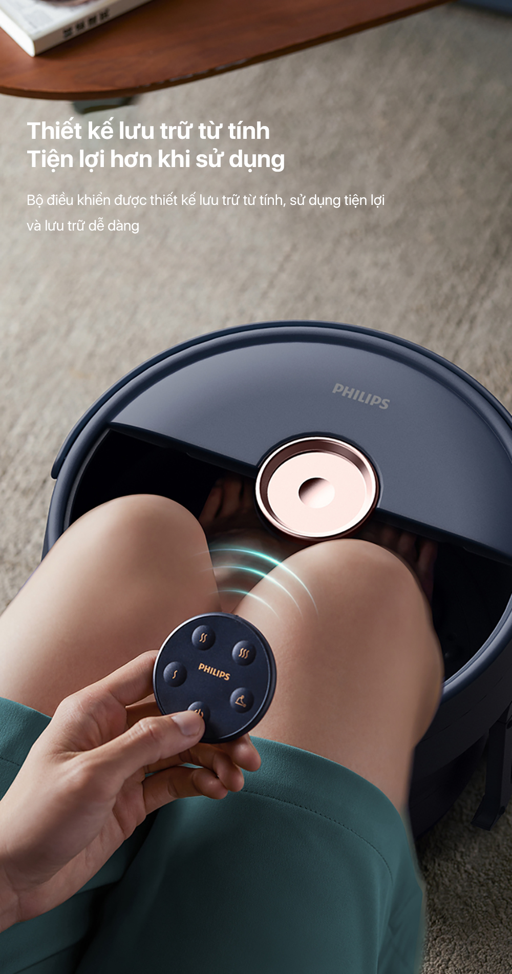 Mô tả Bồn Ngâm Chân Massage PHILIPS 6501-thiết kế gấp gọn,massage ngâm chân thư giãn,gia nhiệt với công suất lớn 800W - 8