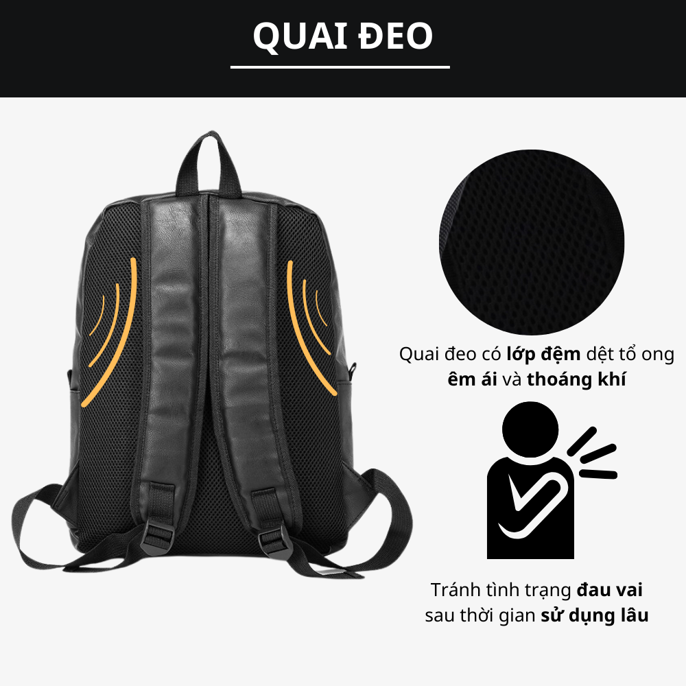 Mô tả Balo da nam nữ LAZA Organ Backpack 499 - Chất liệu da nhập khẩu chống thấm nước - 4