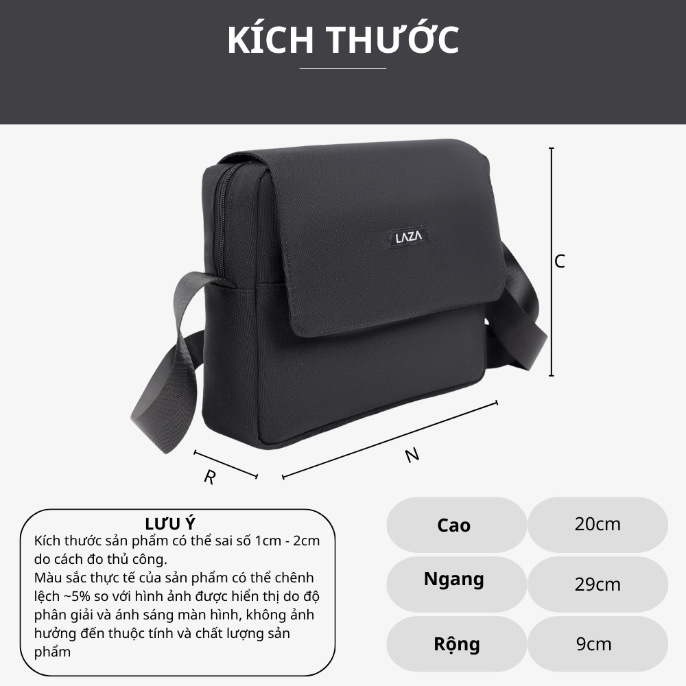 Mô tả Túi đeo chéo nam nữ Zella Bag 590 - Chất liệu canvas trượt nước cao cấp - Thương hiệu LAZA - 2