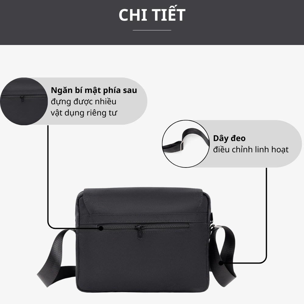 Mô tả Túi đeo chéo nam nữ Zella Bag 590 - Chất liệu canvas trượt nước cao cấp - Thương hiệu LAZA - 5