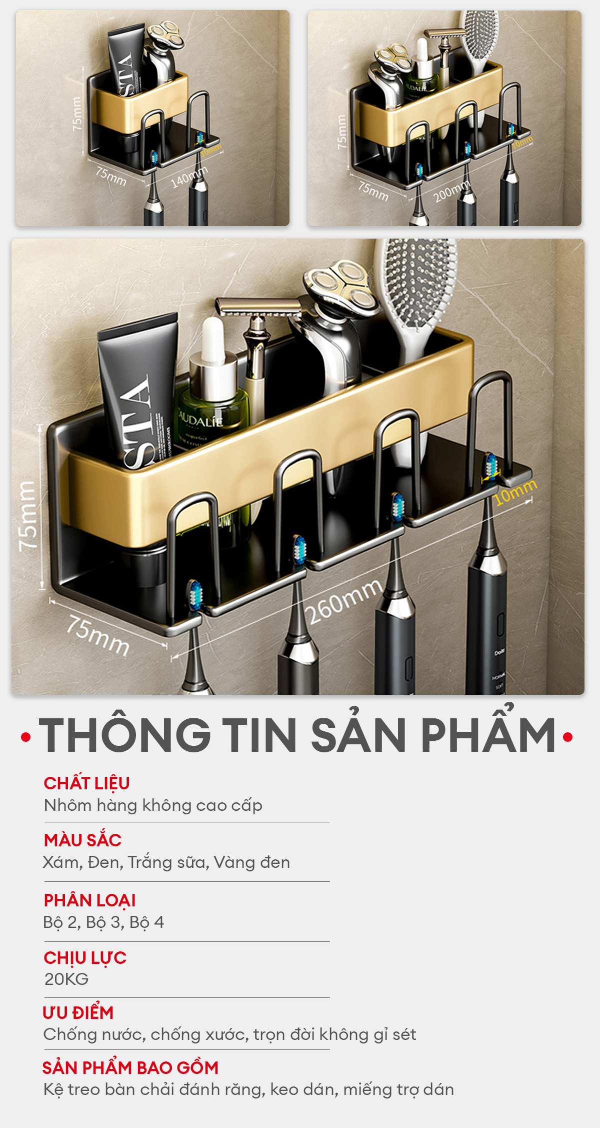 Mô tả Kệ để bàn chải đánh răng Enomax dán tường, chất liệu nhôm hàng không chịu lực cực tốt, bảo hàng 10 năm ( Eno 0104) - 7
