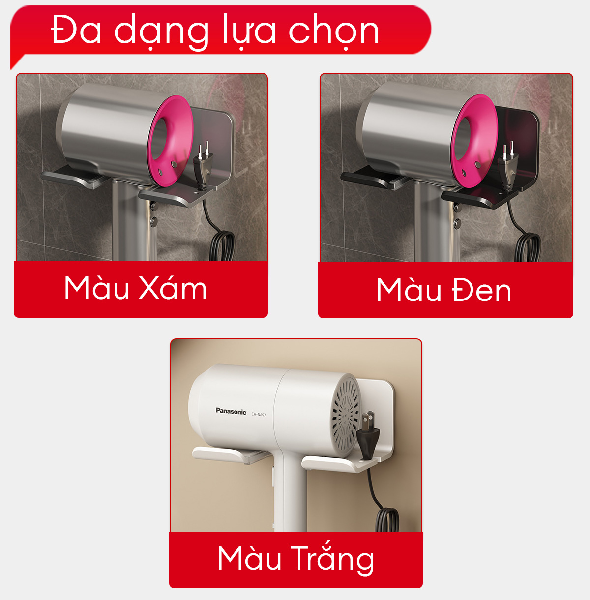 Giá treo máy sấy tóc Enomax lắp đặt