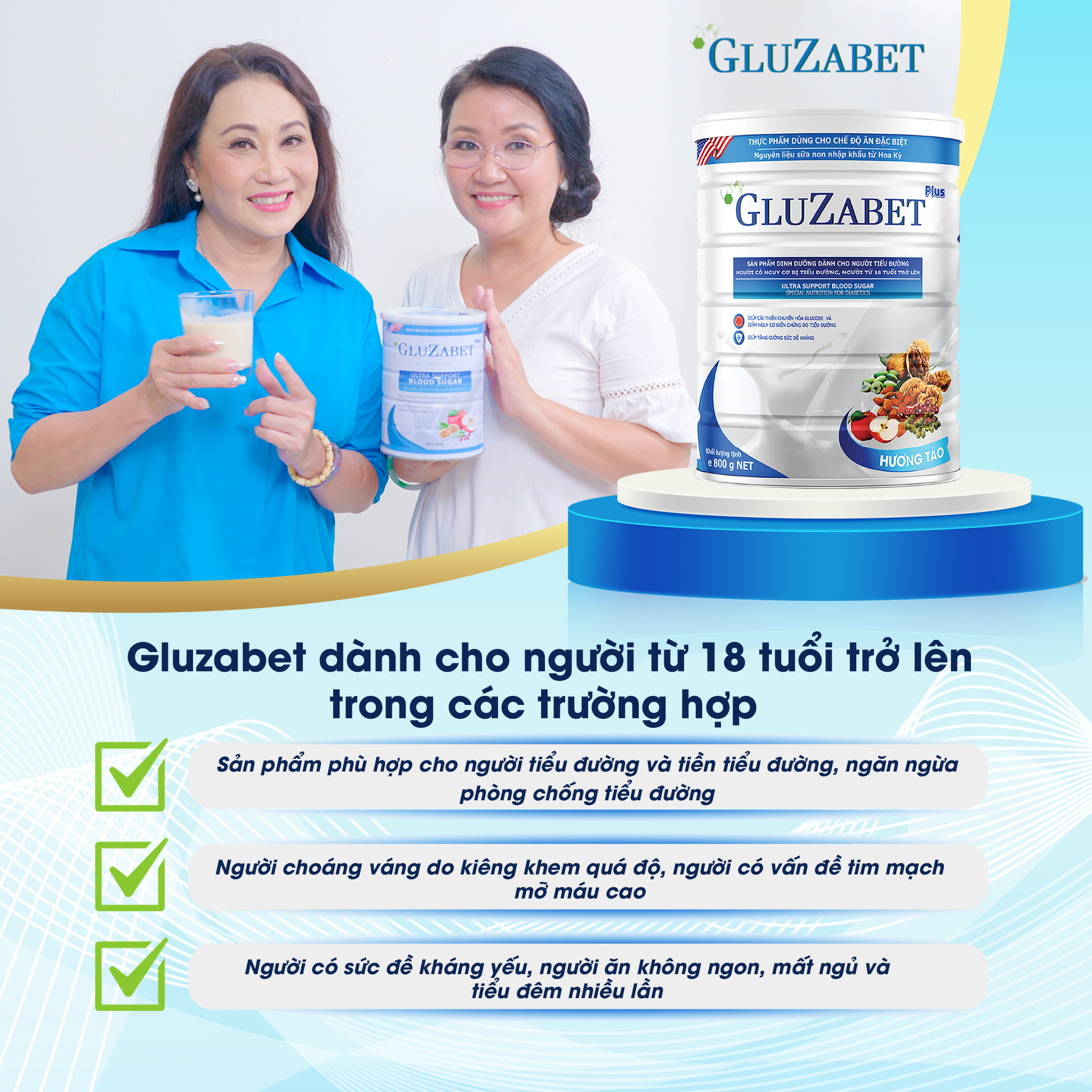Mô tả COMBO 2 LON 800G TIẾT KIỆM  - Gluzabet Chuyên Dùng Cho Người Tiểu Đường, Ổn Định Đường Huyết, Ngăn Ngừa Biến Chứng - 2