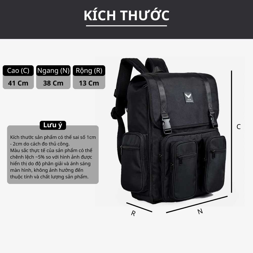 Mô tả Balo LAZA Simple Backpack 500 - Hàng thiết kế cao cấp trượt nước - Bảo hành trọn đời - 2