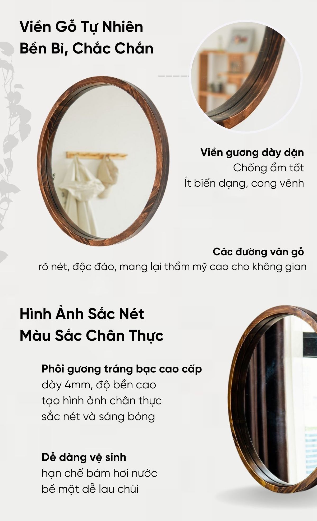 Gương FEGO màu nâu rustic