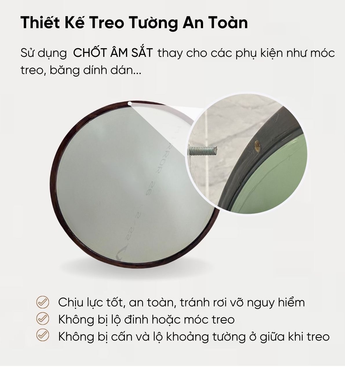 Gương tròn FEGO ứng dụng phòng tắm