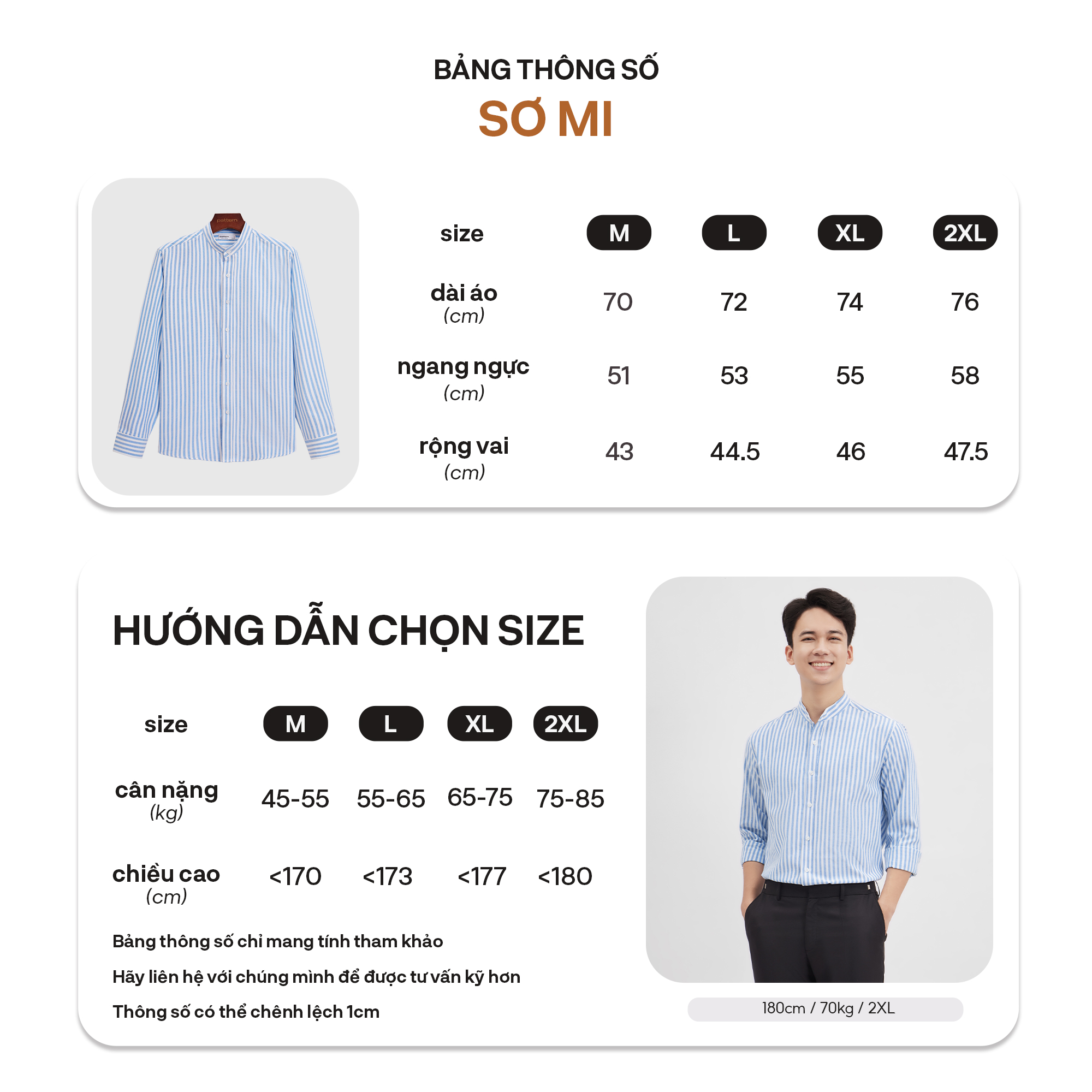 Mô tả Áo Sơ Mi Cổ Tàu Dài Tay Kẻ Sọc Oxford PATTERN PA043 - 1
