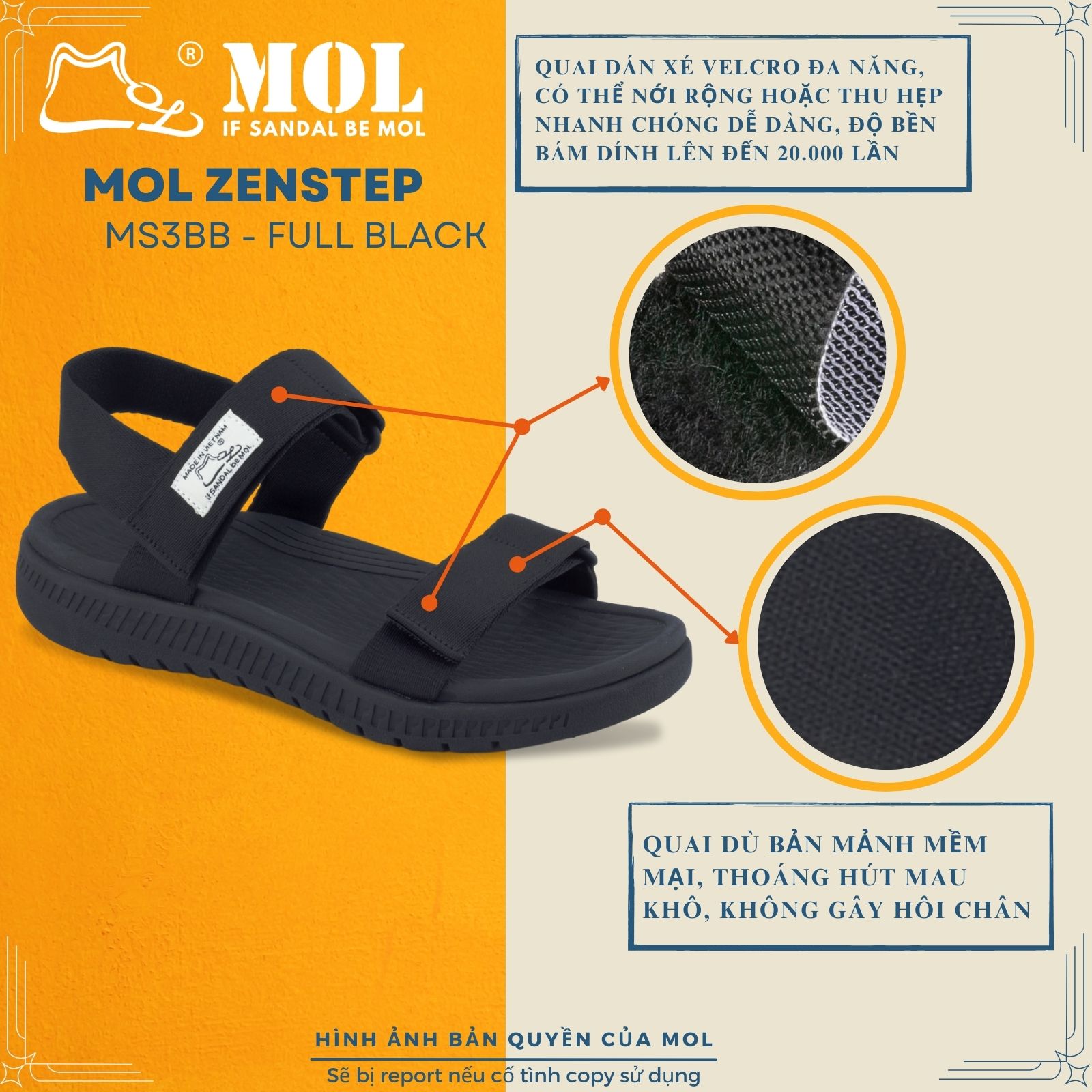 Mô tả Giày sandal Zenstep siêu nhẹ nam nữ hiệu MOL 2 quai ngang MS3 - 1