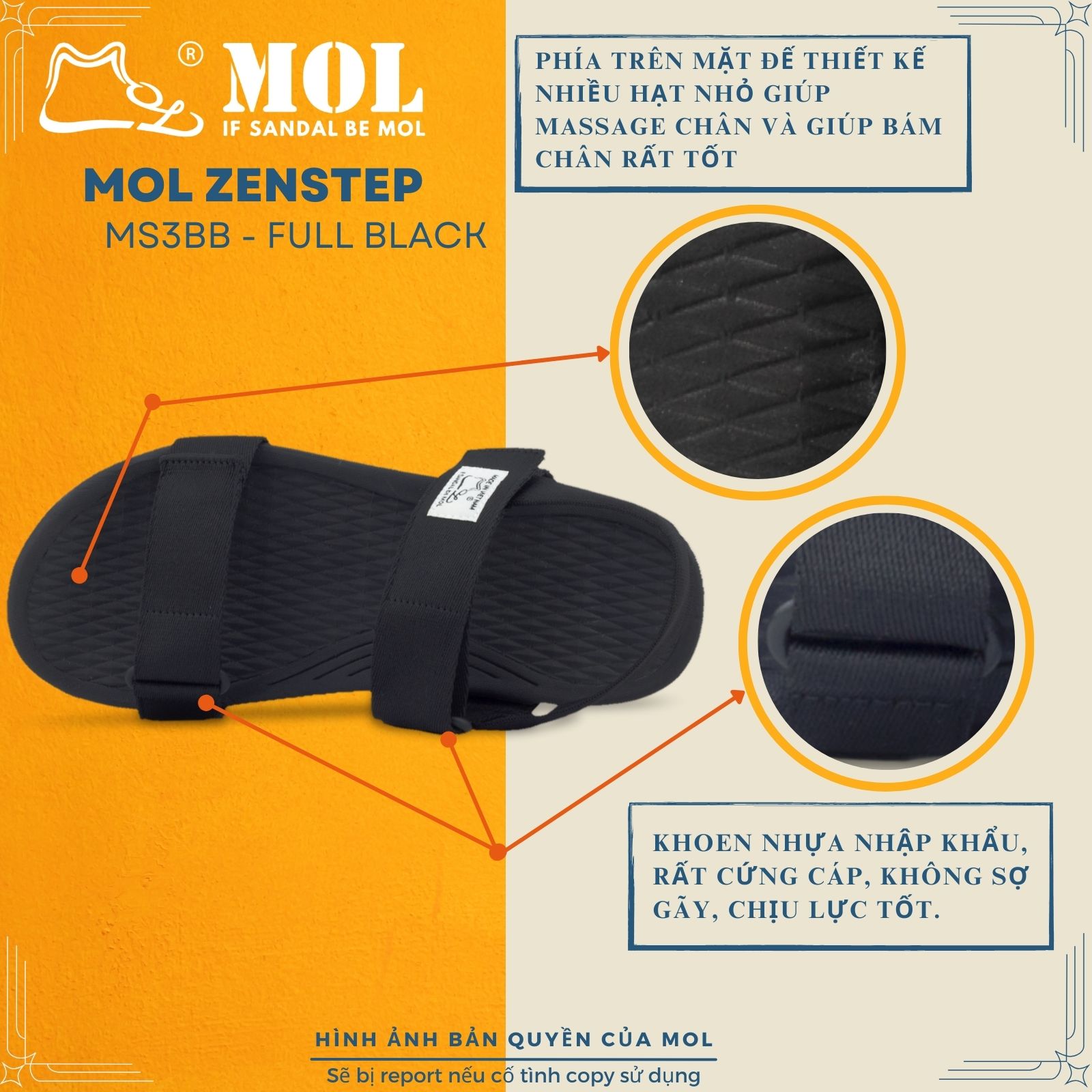 Mô tả Giày sandal Zenstep siêu nhẹ nam nữ hiệu MOL 2 quai ngang MS3 - 2