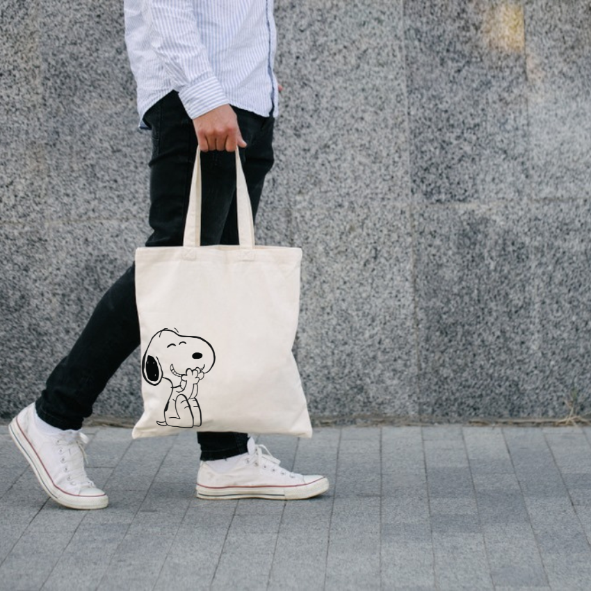 Mô tả Túi Tote Vải Mộc GINKO Có Dây Kéo Khóa ( túi con bên trong ) In Hình Snoopy M20 - 2