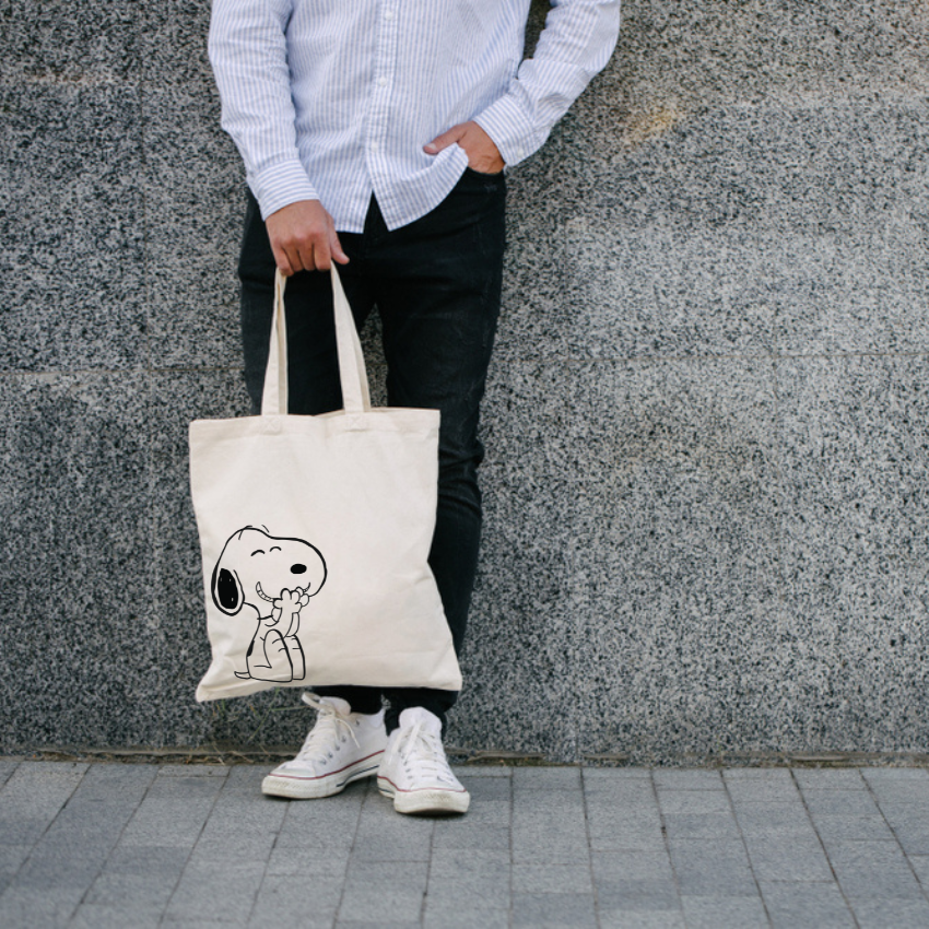 Mô tả Túi Tote Vải Mộc GINKO Có Dây Kéo Khóa ( túi con bên trong ) In Hình Snoopy M20 - 3
