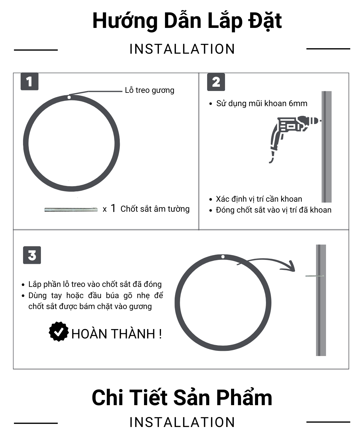 Chi tiết viền gỗ gương FEGO