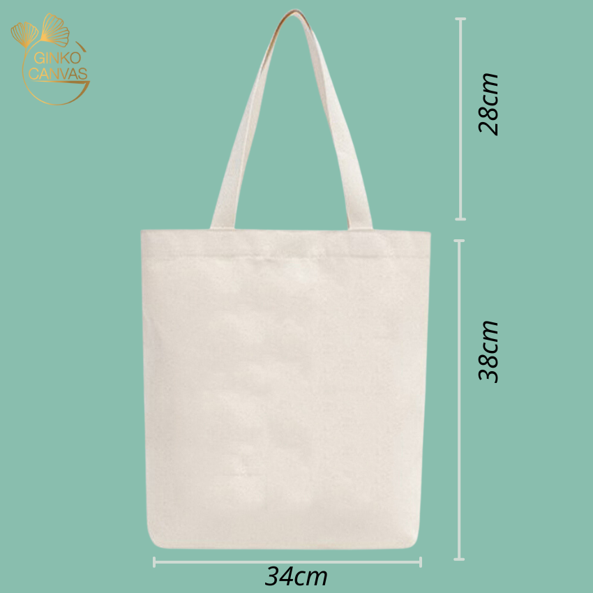 Mô tả Túi tote vải mộc GINKO có dây kéo khóa miệng túi ( túi con ) in hình Snoopy and Friends M102 - 1