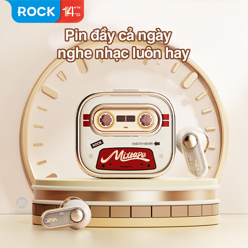 Mô tả Tai nghe bluetooth không dây nhét tai  TWS Rockspace Retro Mix Tape nghe nhạc lên đến 20h BH 1 năm - 6