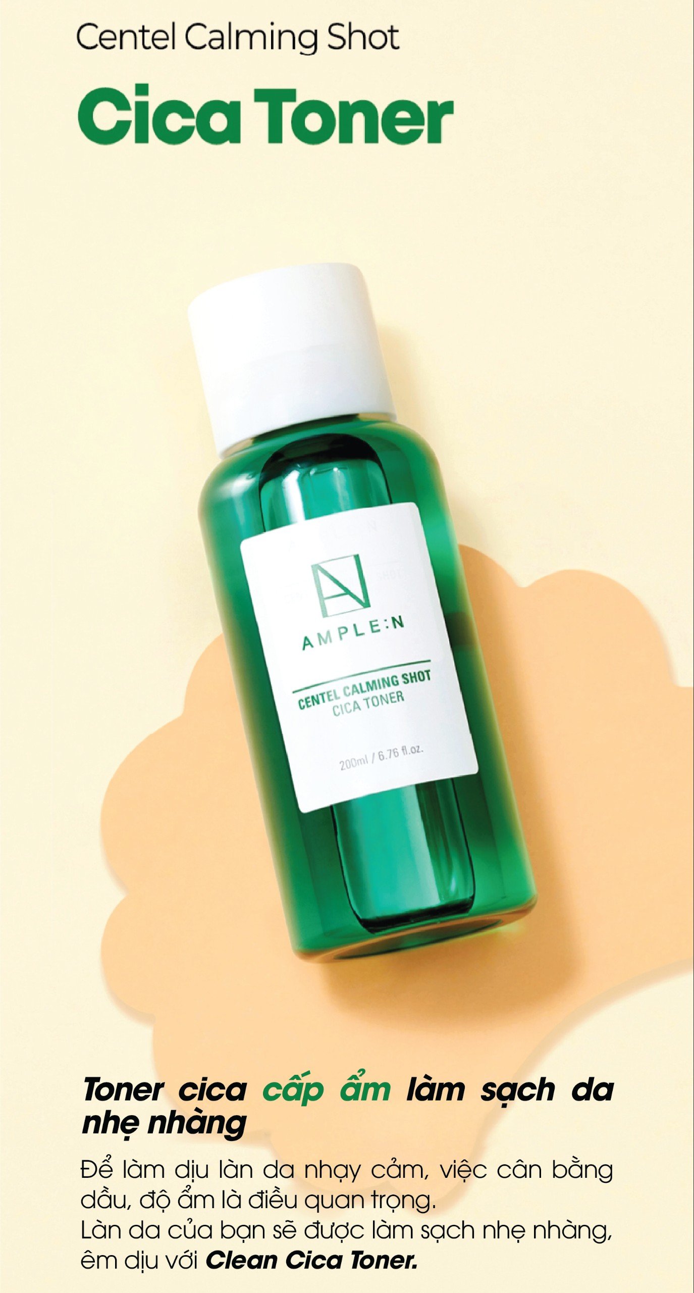 Mô tả Toner Cấp Ẩm Làm Dịu Da Ample:n Centel Calming Shot Cica Toner 200ML - 3