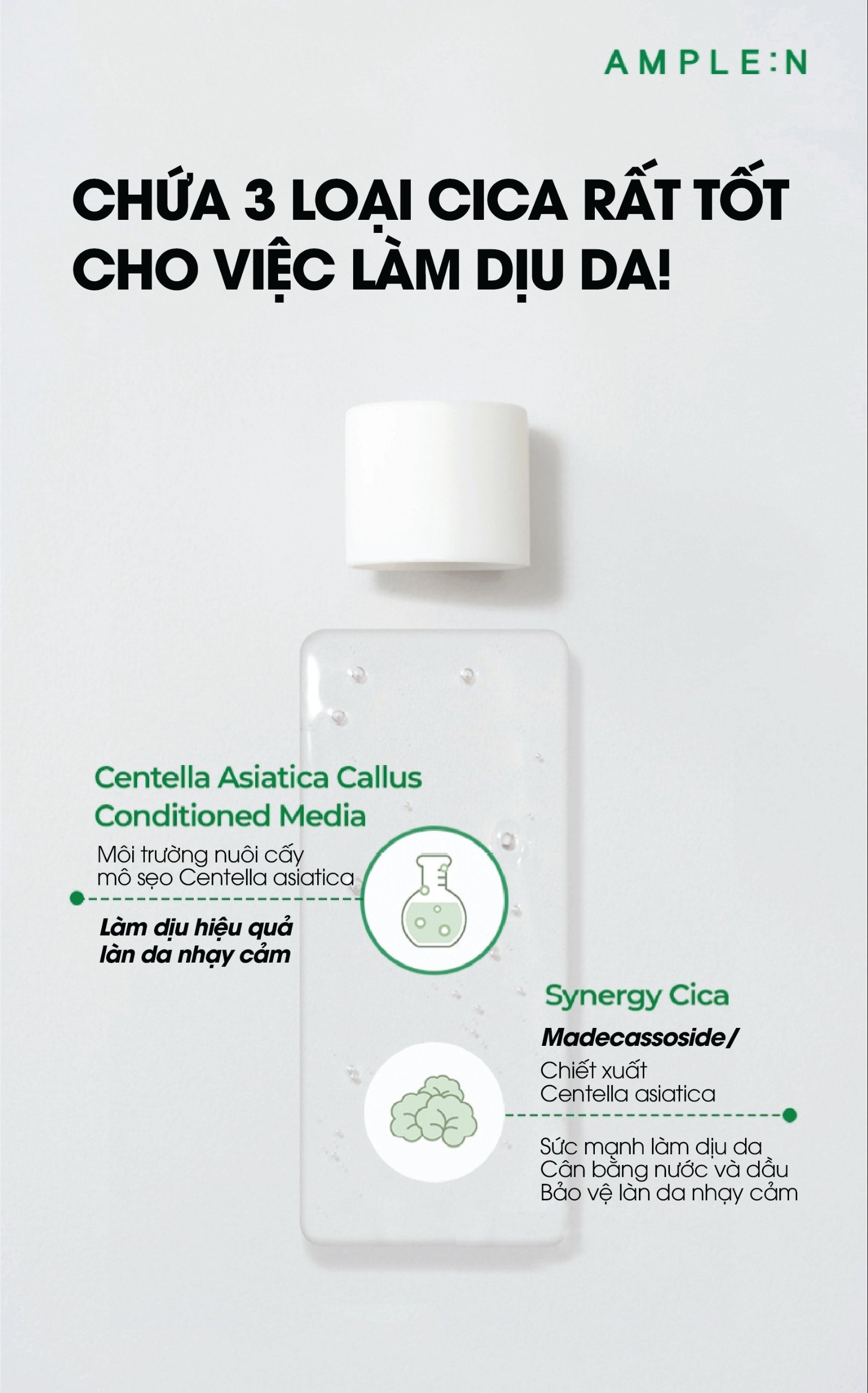 Mô tả Toner Cấp Ẩm Làm Dịu Da Ample:n Centel Calming Shot Cica Toner 200ML - 5