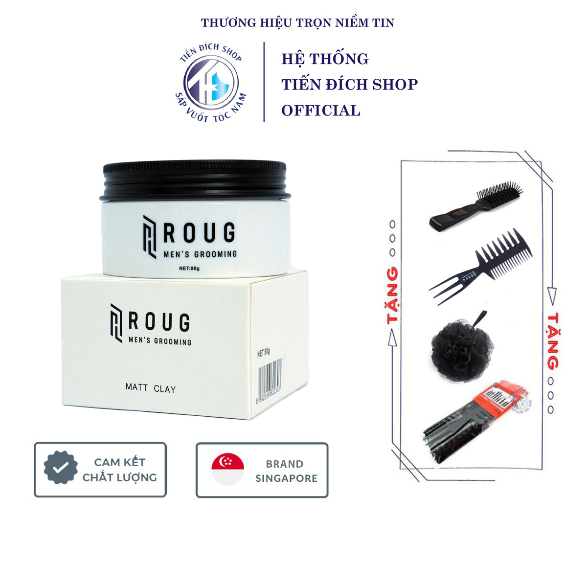Sáp vuốt tóc Roug Matt Clay 90gr màu trắng cao cấp chính hãng Singapore ...