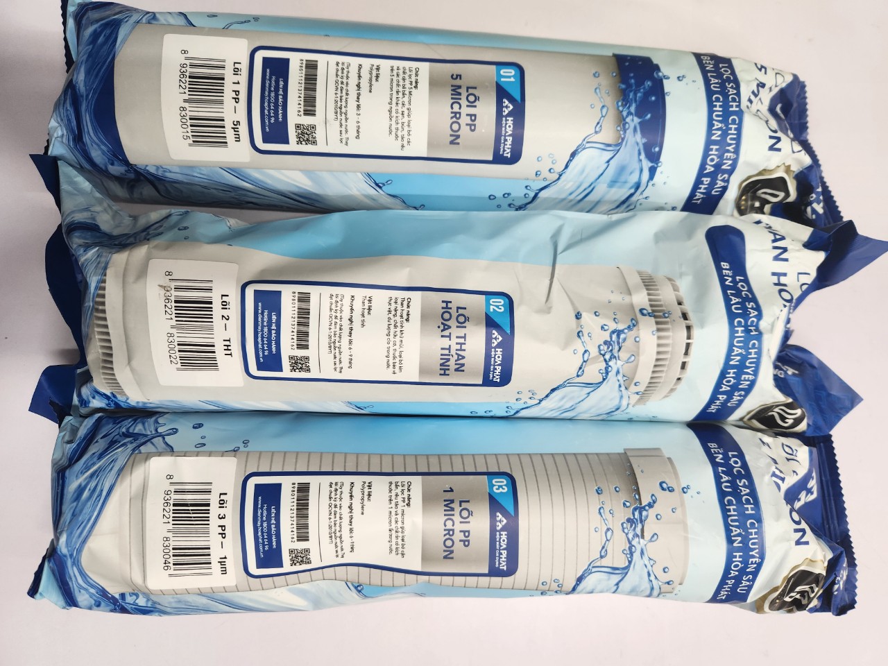 Mô tả Combo bộ 4 lõi lọc cao cấp Hòa Phát: 2 lõi số 1+1 lõi số 2+1 lõi số 3- Hàng chính hãng - 1