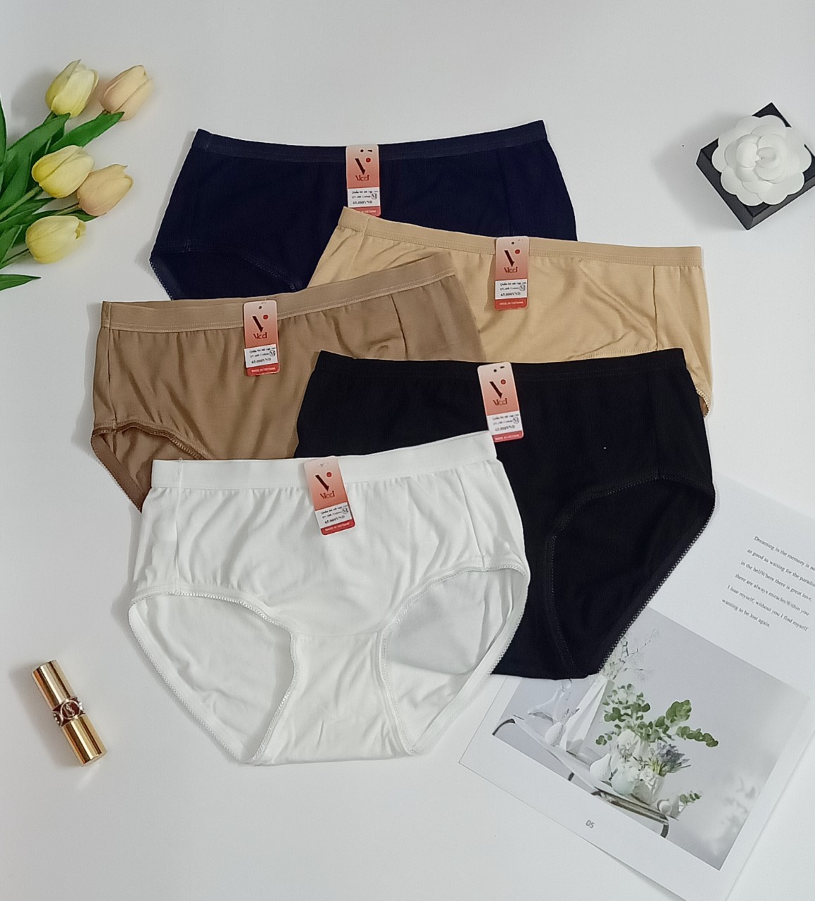 Mô tả Set 4 quần lót nữ Vicci cotton cao cấp lưng cao gen nhẹ 105 mềm mại, êm ái, kháng khuẩn khử mùi - 4
