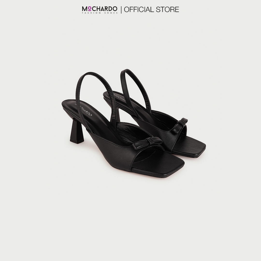 Giày Sandal Nữ Cao Gót Nhọn MOCHARDO Cao 7cm Quai Ngang Phối Nơ
