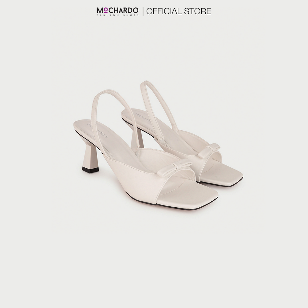 Giày Sandal Nữ Cao Gót Nhọn MOCHARDO Cao 7cm Quai Ngang Phối Nơ