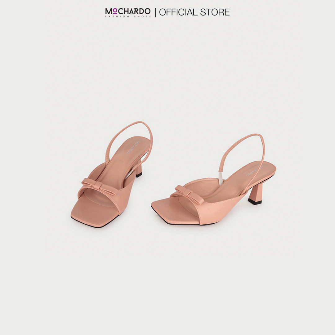 Giày Sandal Nữ Cao Gót Nhọn MOCHARDO Cao 7cm Quai Ngang Phối Nơ