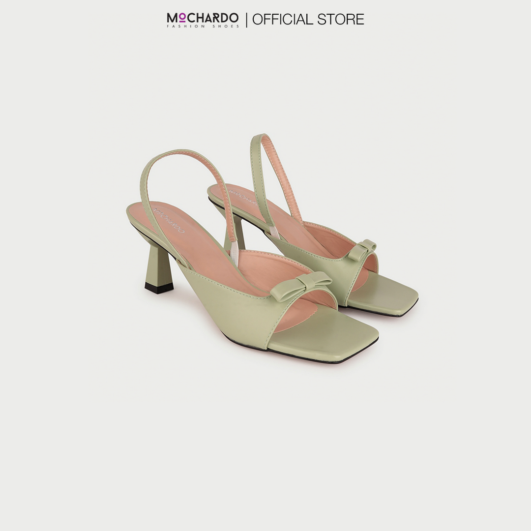 Giày Sandal Nữ Cao Gót Nhọn MOCHARDO Cao 7cm Quai Ngang Phối Nơ