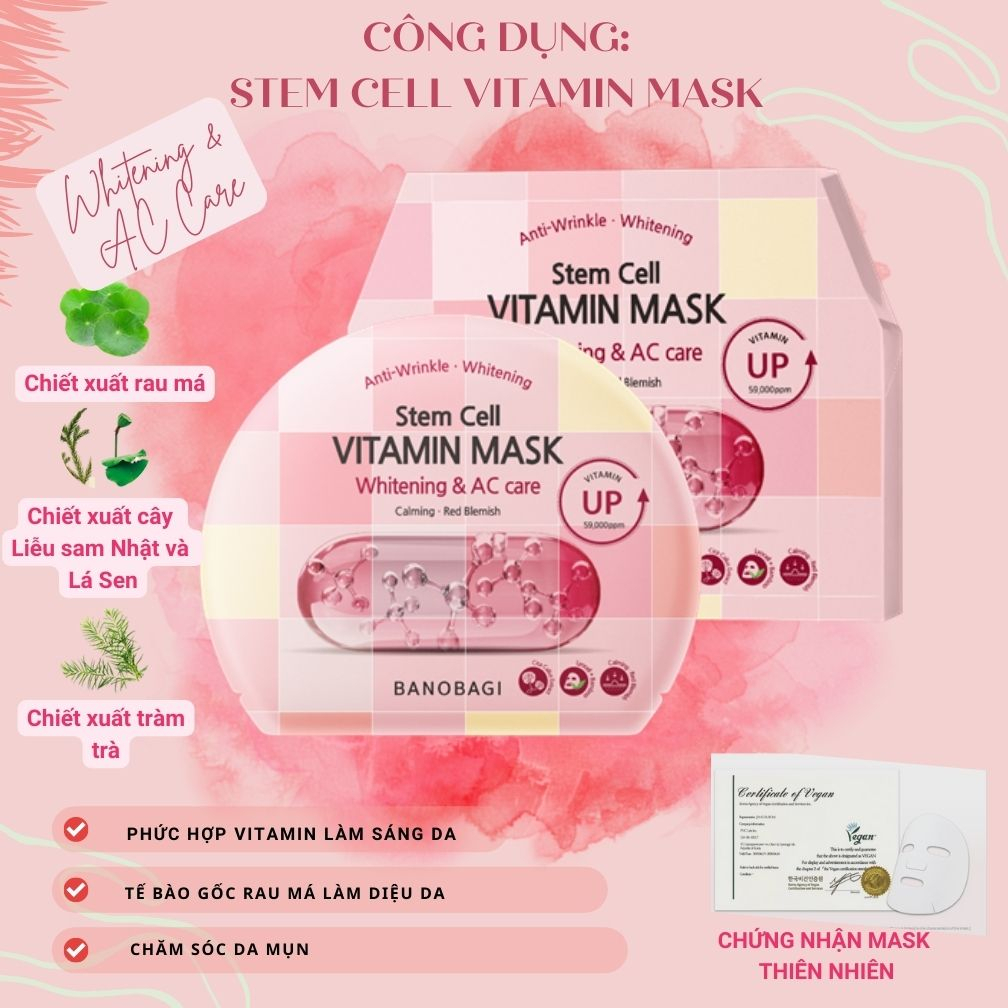 Mô tả Mặt Nạ Dưỡng Ẩm Trắng Da, Cấp Nước Tức Thì BANOBAGI Stem Cell Vitamin Mask  Daily Beauty - 1