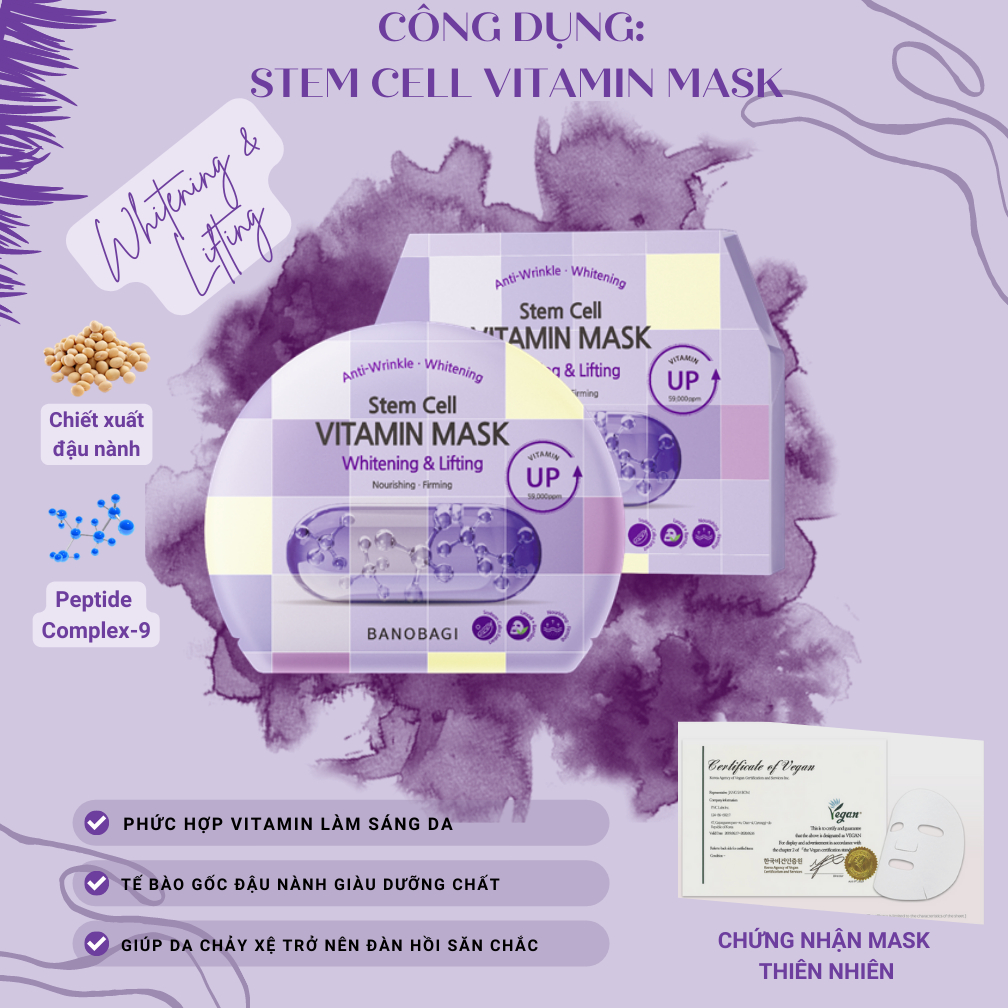 Mô tả Mặt Nạ Dưỡng Ẩm Trắng Da, Cấp Nước Tức Thì BANOBAGI Stem Cell Vitamin Mask  Daily Beauty - 2