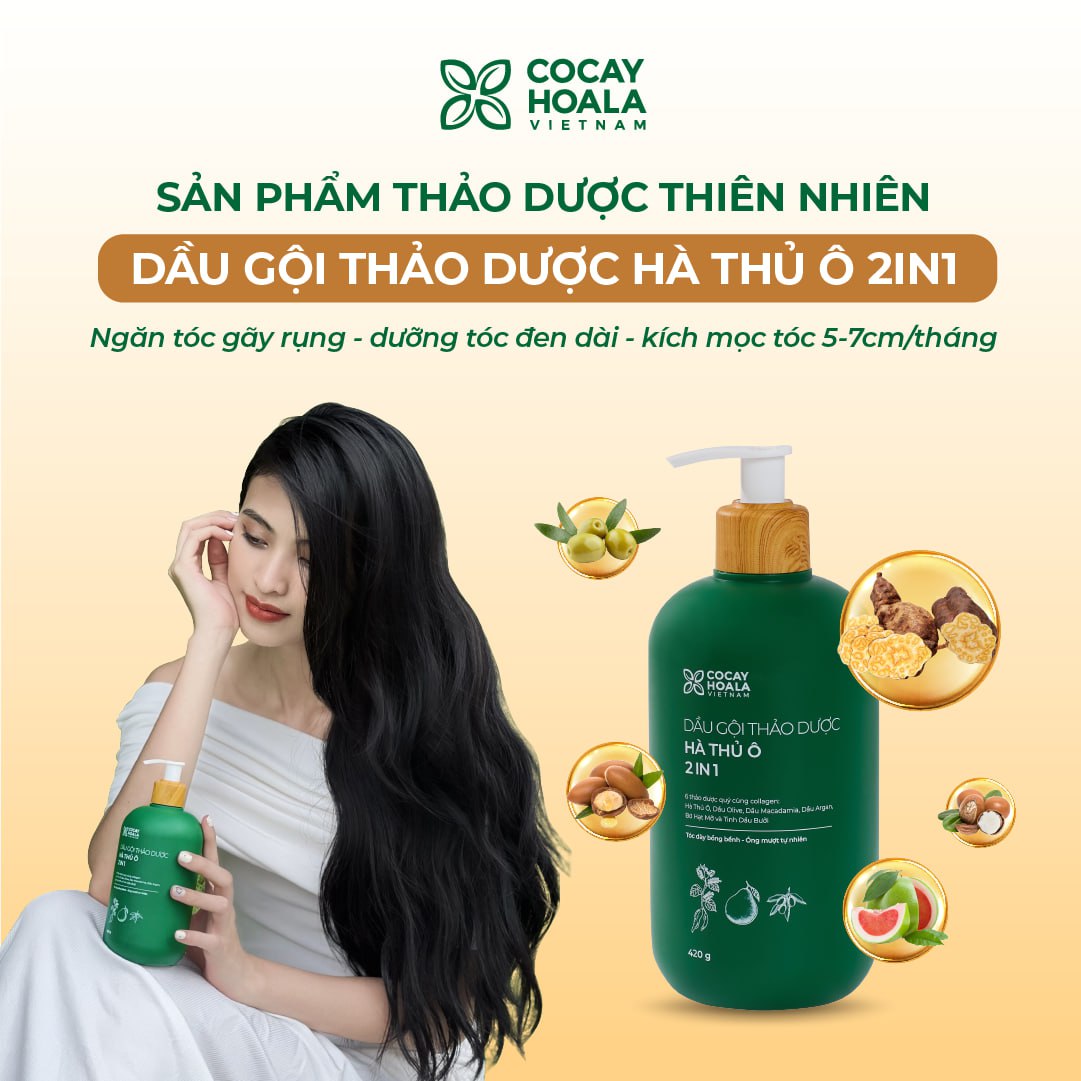 Mô tả Dầu Gội Thảo Dược Hà Thủ Ô 2in1 Cỏ Cây Hoa Lá 420g - DƯỠNG ẨM CHO TÓC ĐEN MỀM MƯỢT - 2