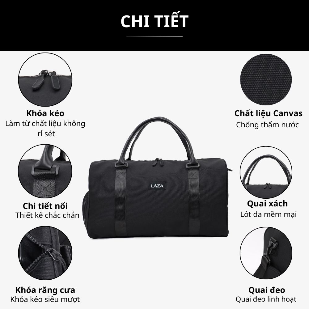 Mô tả Túi du lịch cỡ lớn Niaga Bag 591 - Chất liệu canvas trượt nước cao cấp - Thương hiệu LAZA - 2