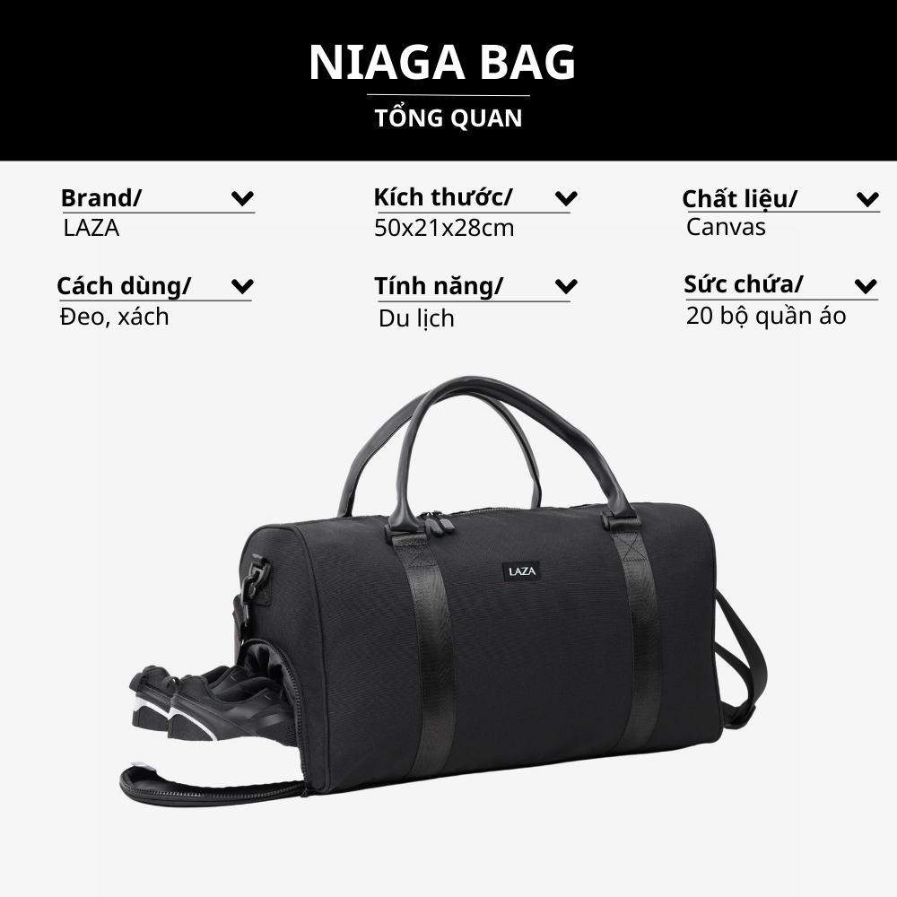 Mô tả Túi du lịch nam nữ LAZA Niaga Bag 591 - chất liệu canvas chống thấm nước - 1