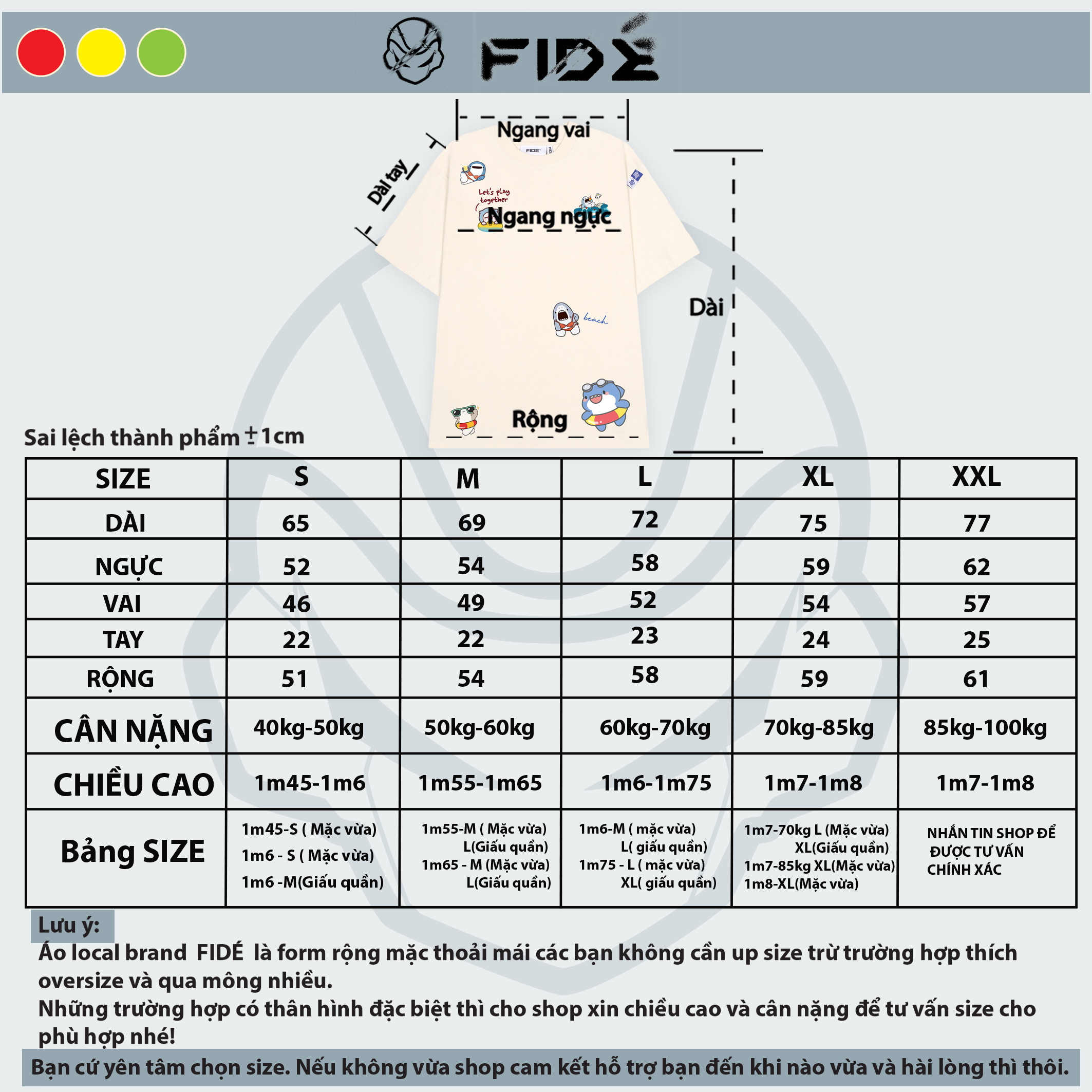 Mô tả Áo thun FIDE SHARK BABYB unisex form rộng cổ tròn SHARK - AT29 - 1