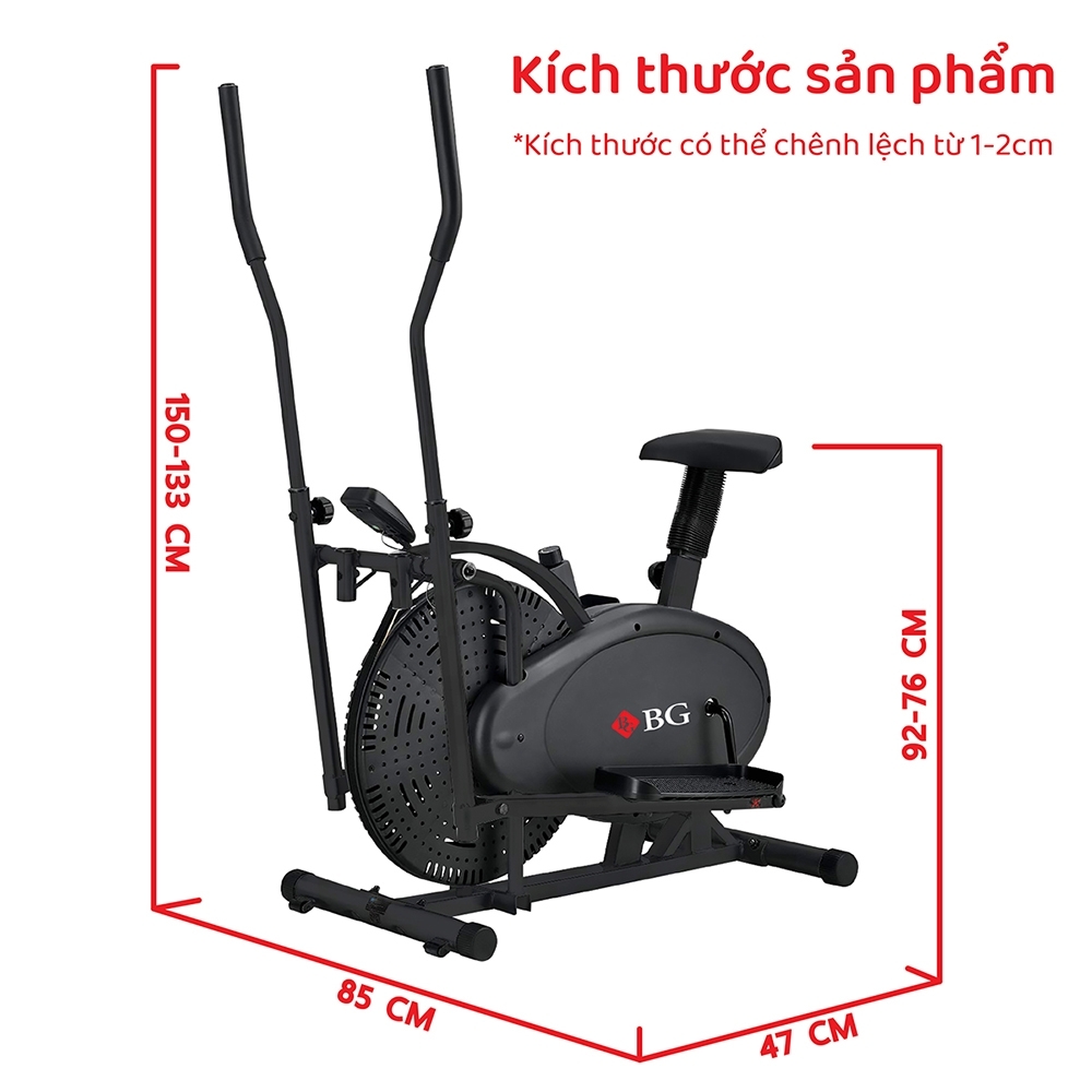 Mô tả BG - 8703 Xe đạp tập thể dục đa năng , cử động toàn thân tại nhà , máy tập elip có đồng hồ hiển thị - 4