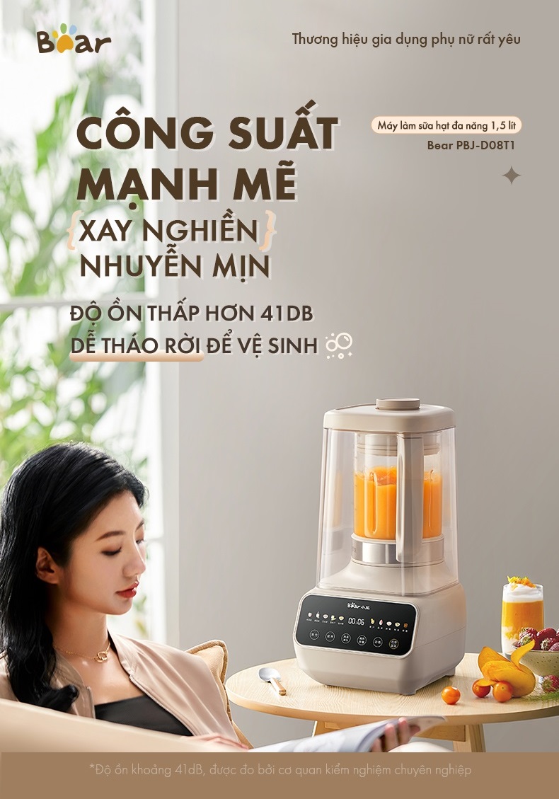 Máy làm sữa hạt Bear PBJ-D08T1 - Bảng điều khiển Tiếng Việt